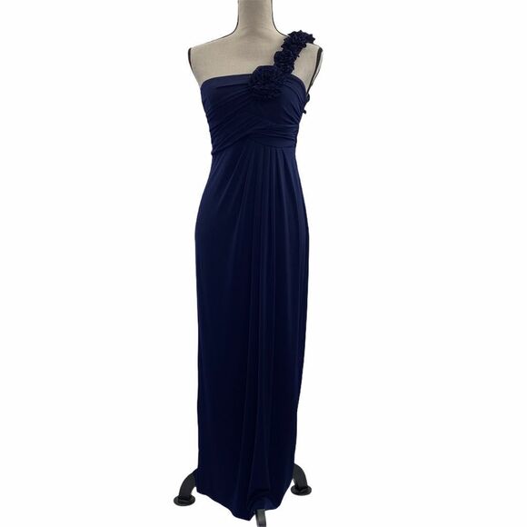 SWEET Storm navy Blue one Shoulder maxi Dress M - Picture 1 of 11